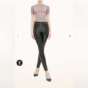 Estella Leggings By Wolford 36 Office Grey Glossy Vegan Leather Pants